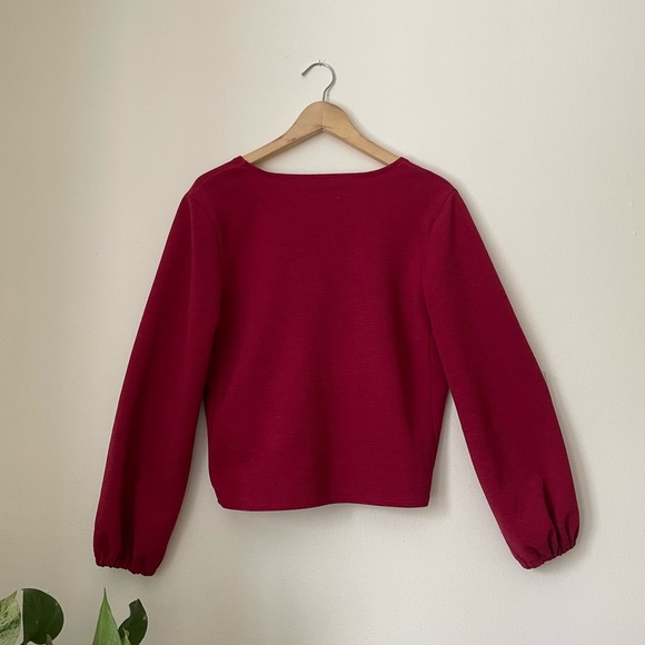 Red Madewell side tie long sleeve top - Picture 4 of 4